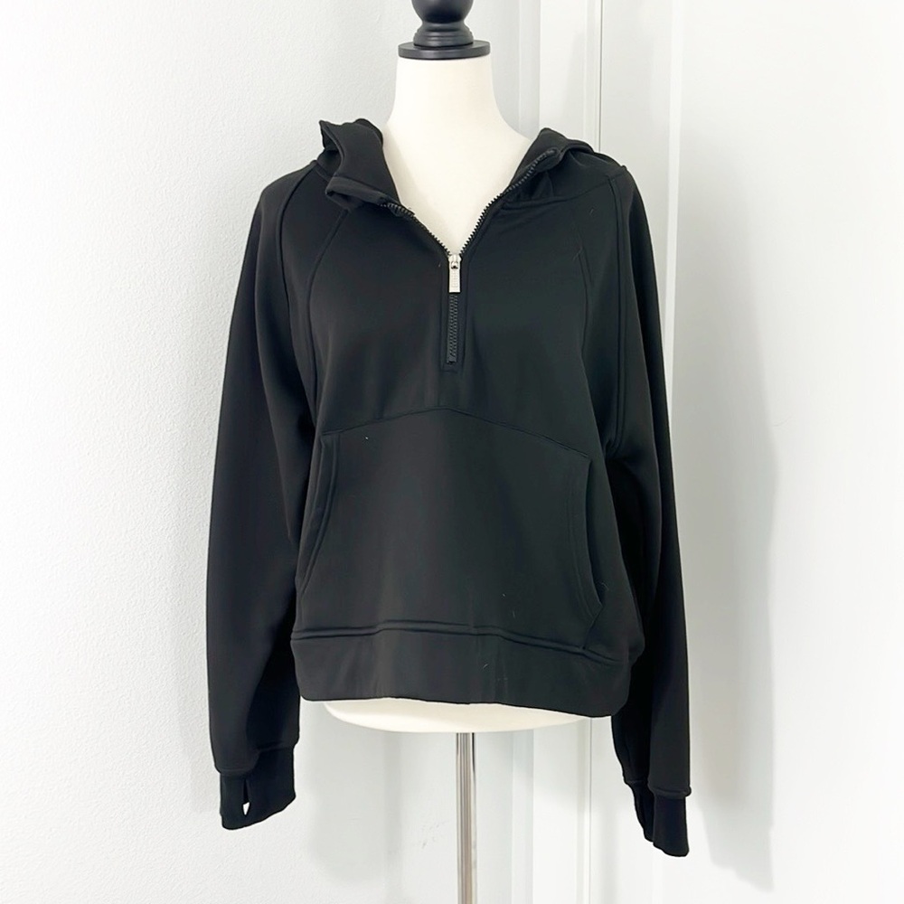 Amazon Laslulu XL Black Oversized Quarter-Zip Hoodie Sweatshirt with Pocket